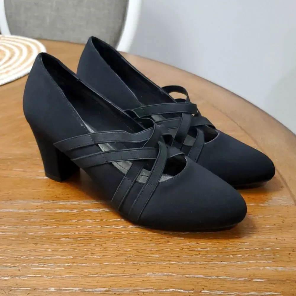 Marbella Charlotte Women SZ 9.5W Black Strappy 3inch Heels
